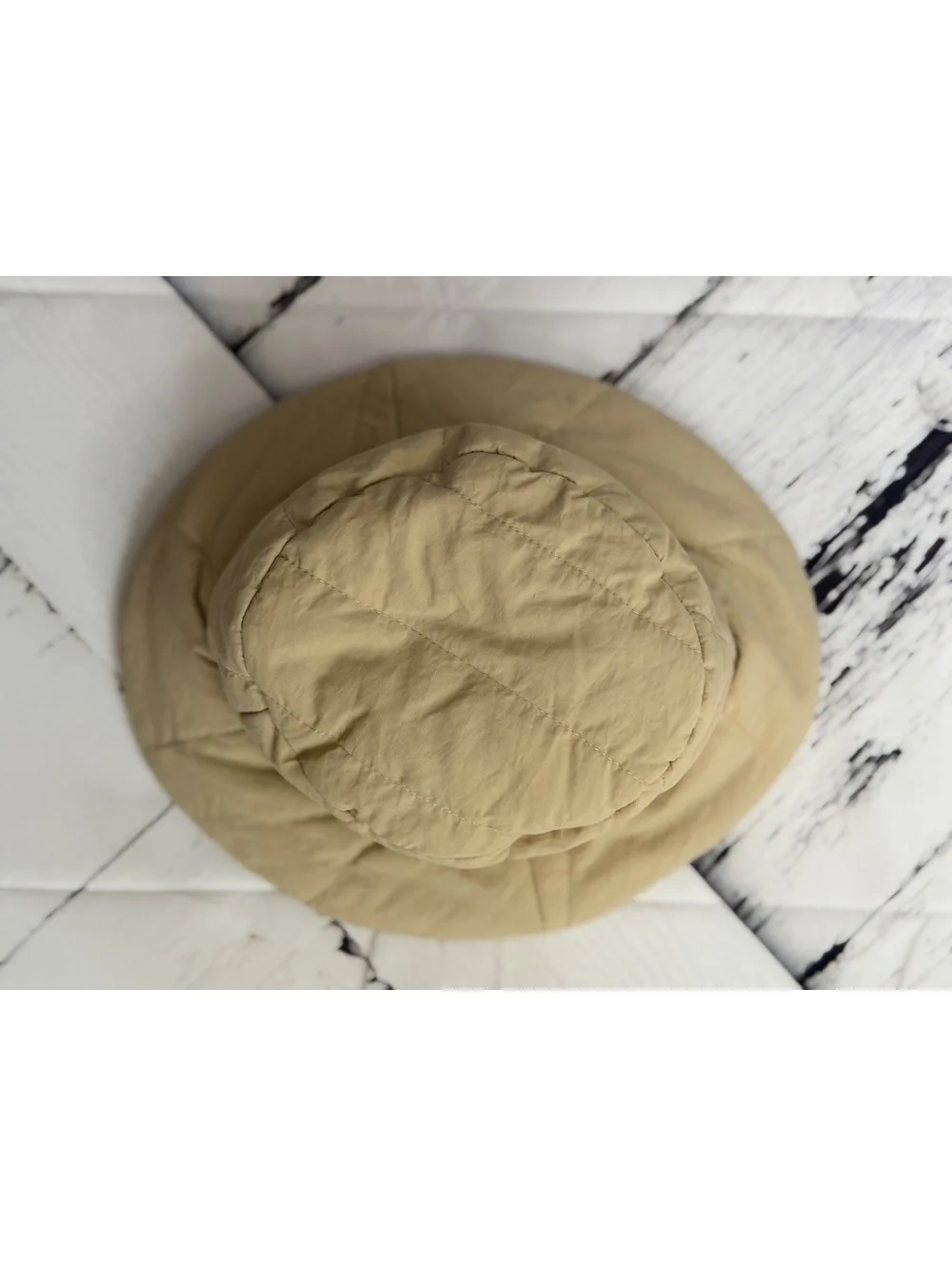Streetwear CozyCore Puffer Quilted Beige Bucket Hat Women’s Small 22”